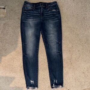 Buckle Black 93 Dark Blue Ankle Skinny Jeans with Frayed Hem